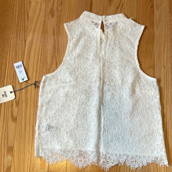 White-cream lace garage camisole tank - mock neck (xs) - Picture 2 of 2